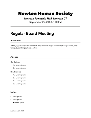 Ultra Clean Meeting Minutes Template for Pages